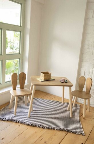 Дитячий комплект із столика та 2 стільчиків BunnyTwo Chair Set — коричневий