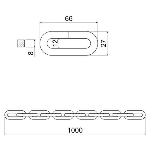 Komplet verige in visečega ključavniceRVR.FORTIS.R8x1000