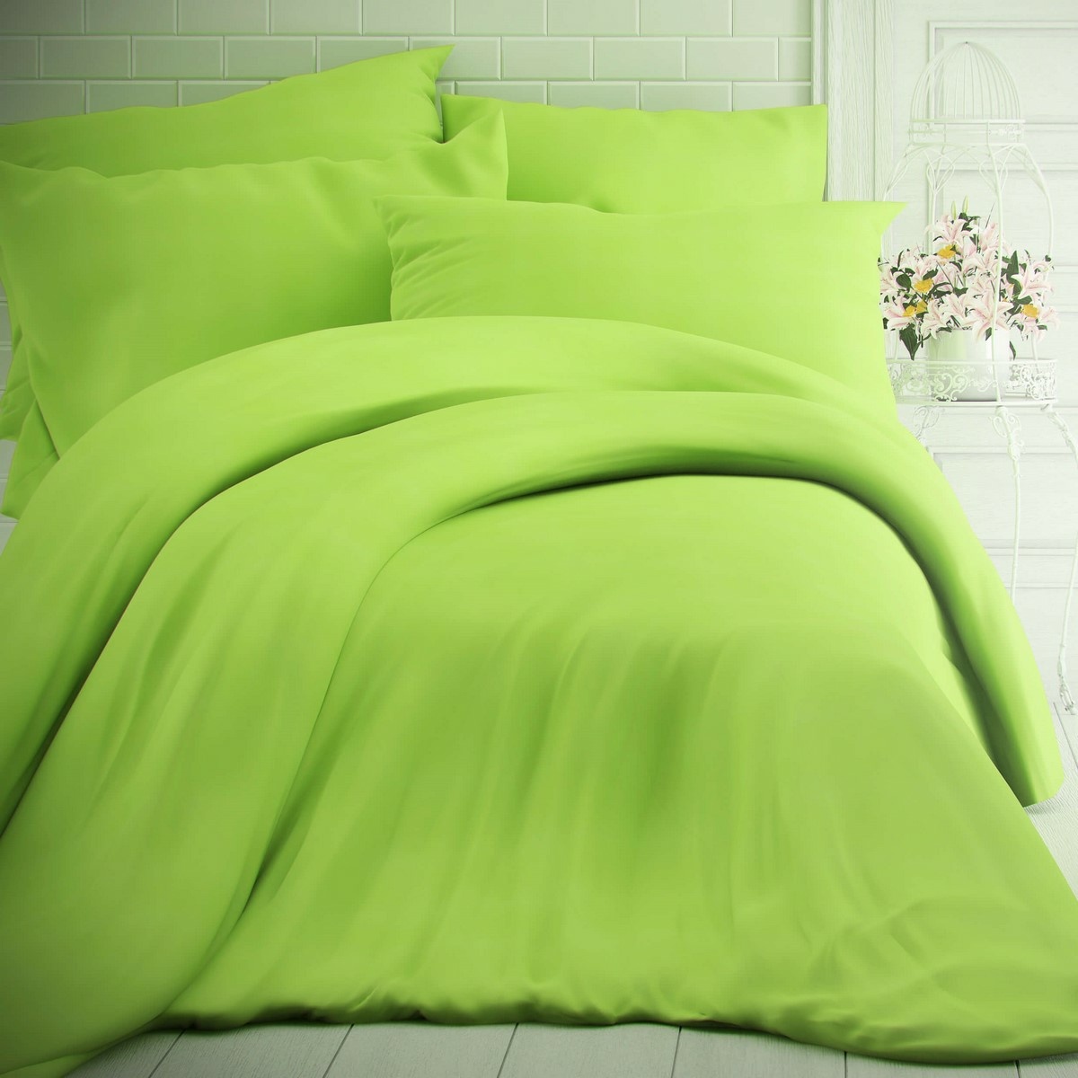 Poza Kvalitex Lenjerie de pat din bumbac, verde, 140 x 200 cm, 70 x 90 cm