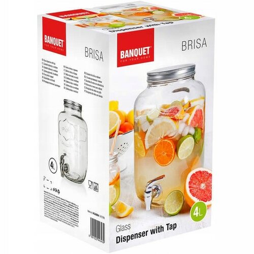 Banquet Sklenený zásobník s ventilom BRISA, 4 l