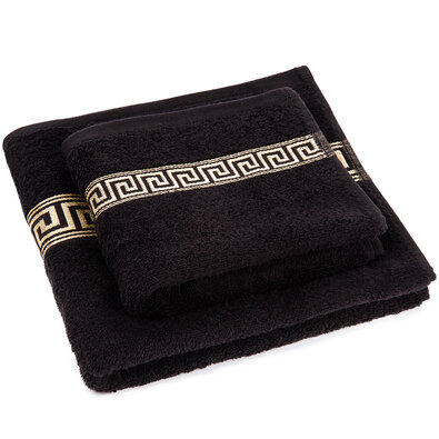 Zestaw ręczników „Greek” czarny, 50 x 90 cm, 70 x 130 cm