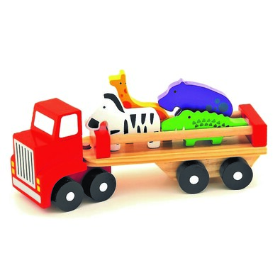 Trefl Drevené nákladné auto so zvieratkami Safari, 26,5 cm