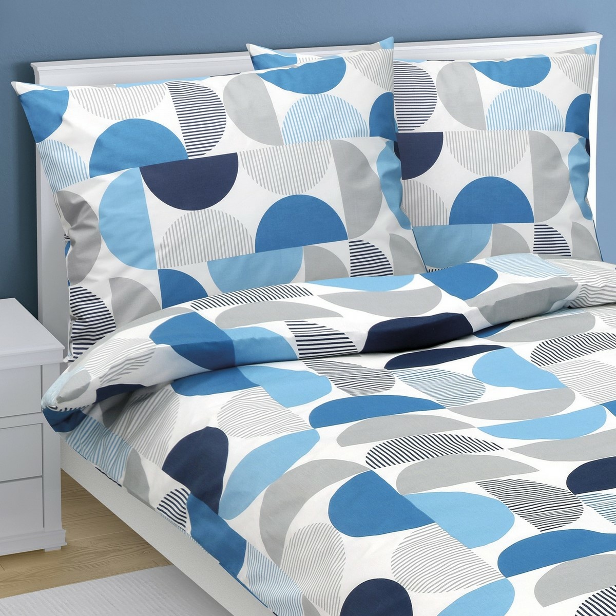 Bellatex Félkör pamut ágyneműhuzat kék, 140 x 220 cm, 70 x 90 cm, 140 x 220 cm, 70 x 90 cm termék 2. képe