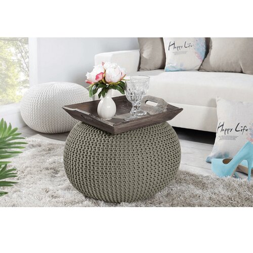 Pletený taburet Gobi 1, krem