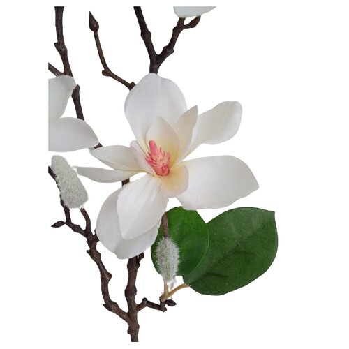 Sztuczna gałązka Magnolia biały, 64 cm