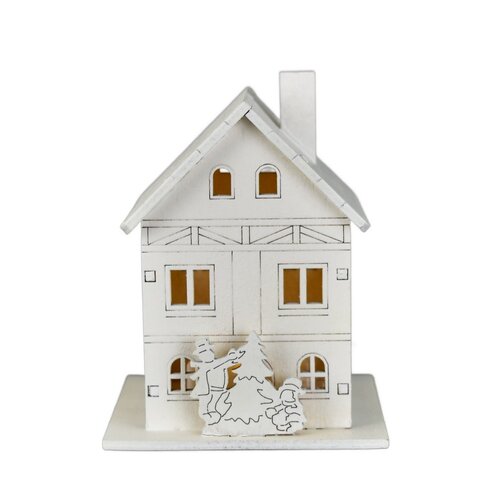 Decorațiuni luminoase de Crăciun Casă din lemn, 8x 10 x 8 cm, LED