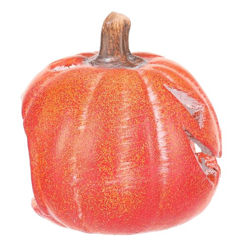 Svečnik Bučka z obrazom mala oranžna, keramika, pr. 10 cm