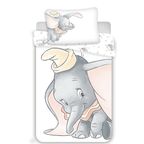 Detské bavlnené obliečky do postieľky Dumbo grey baby, 100 x 135 cm, 40 x 60 cm