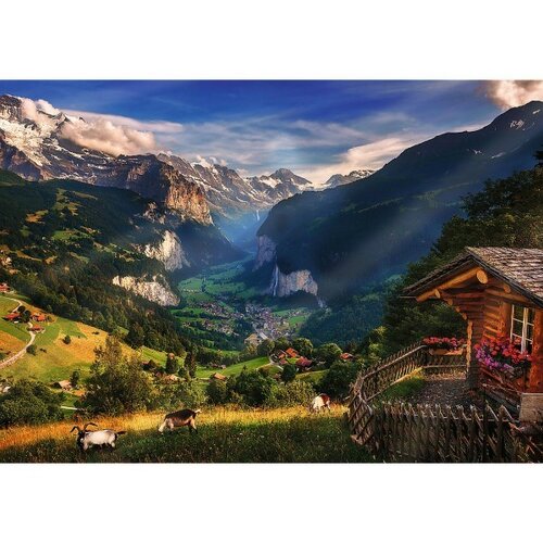 Fotografie Trefl Puzzle Premium Plus Photo Odyssey: Údolí Lauterbrunnen, 1000 dílků