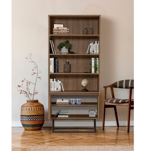 Knihovna Rea Black and Walnut