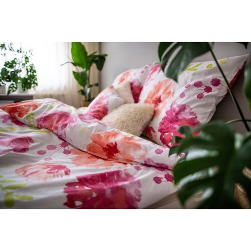 Bavlněné povlečení Flores pink, 140 x 200 cm, 70 x 90 cm, 40 x 40 cm