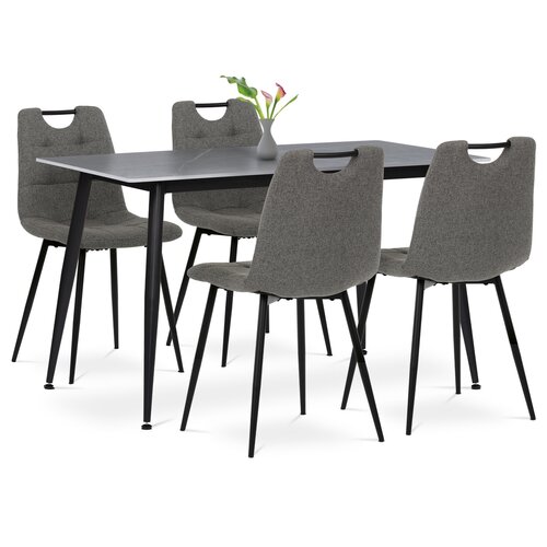 Set de masă cu blat ceramic și 4 scaune, gri