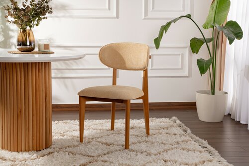 Zestaw krzeseł do jadalni Lionte Beige and Dark Oak, 2 szt.