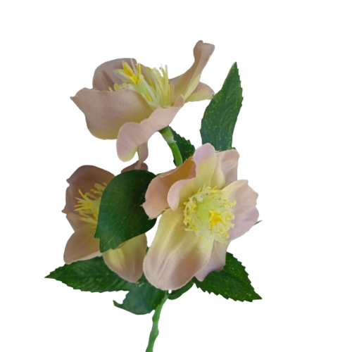 Floare artificială Hellebores verde-roz, 36 cm