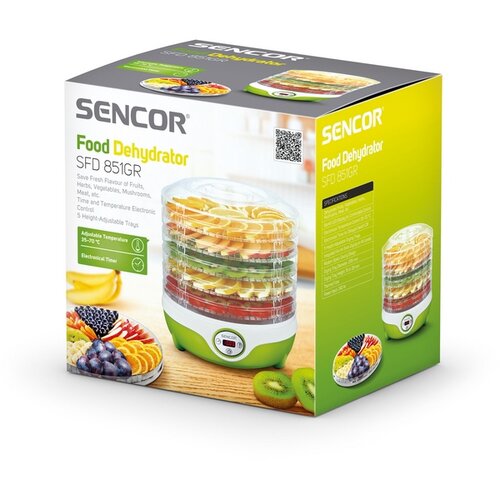 Sencor SFD 851GR suszarka do owoców, biała/zielona