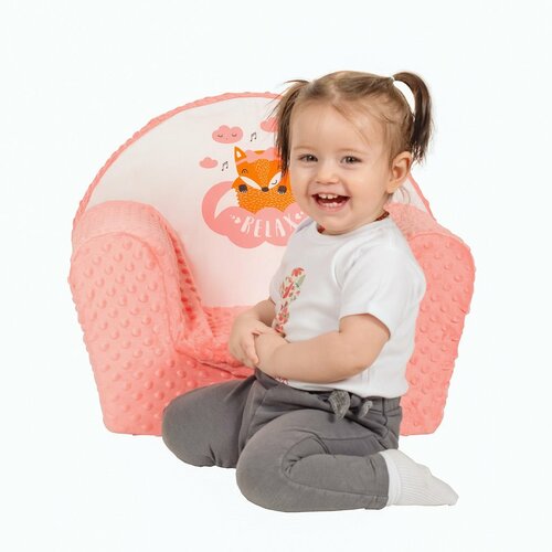 New Baby Дитяче крісло з мікрофібрового плюшу Лисиця лососевий, 42 x 53 см