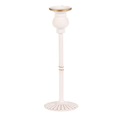 Fém gyertyatartó kúpos gyertyához 24 cm, fehér