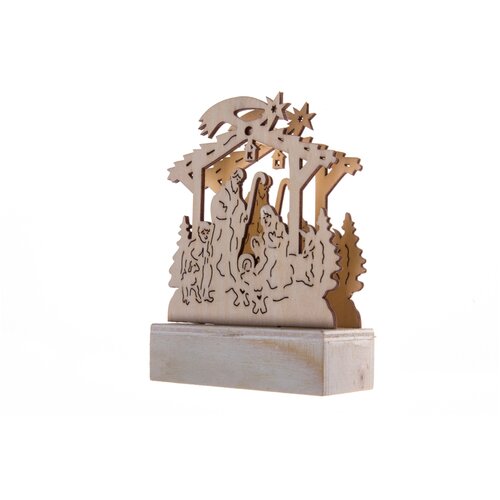 Drevená dekorácia Betlehem 1 LED, teplá biela