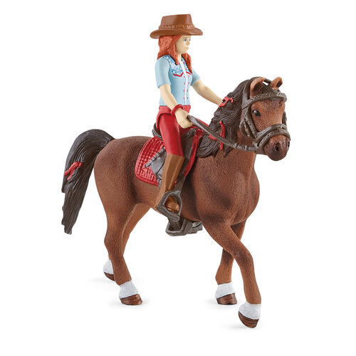 Schleich 42539 Rdečelaska Hannah z gibljivimisklepi na konju, 15 cm