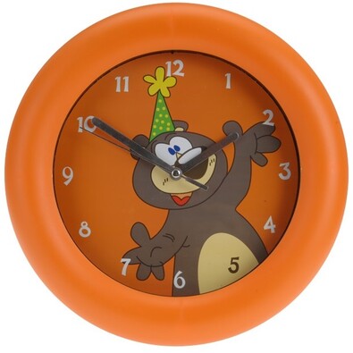 Zegar ścienny Teddy bear pomarańczowy, 26 cm