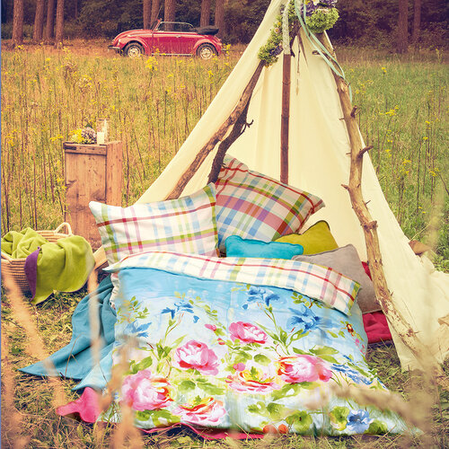 Lenjerie de pat din satin Ibena Summer Festival 5707/630, 140 x 200 cm, 70 x 90 cm