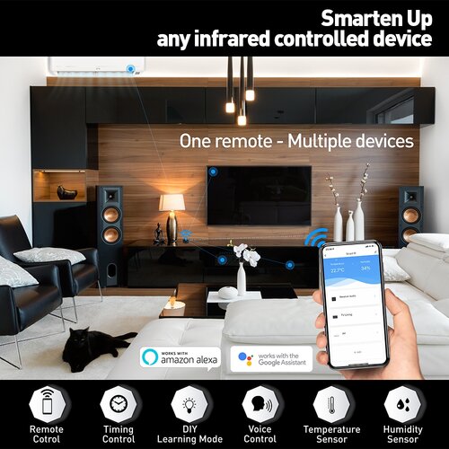 Tellur WiFi Smart Zestaw do zdalnego sterowaniaIR, czarny