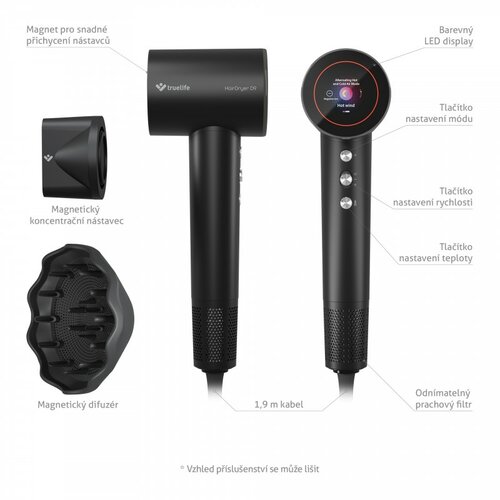 TrueLife Suszarka do włosów z jonizatorem itechnologią Ultrasoni c D9, czarna