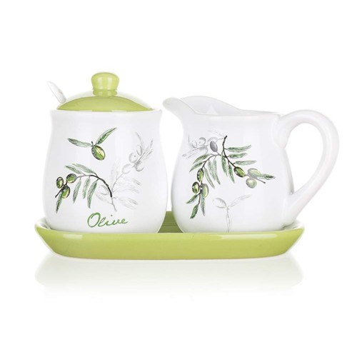Set de lăptieră și zaharniță Banquet Olives, 4 piese