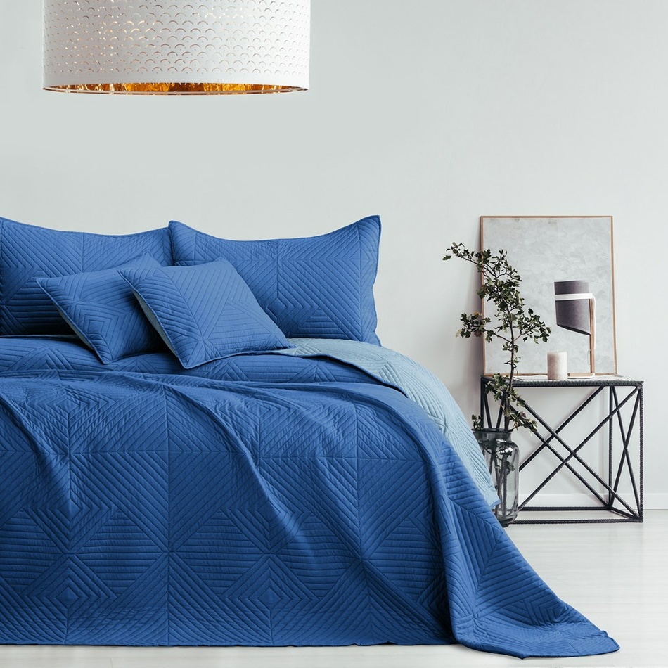 AmeliaHome Prehoz na posteľ Softa sv. modrá, modrá, 220 x 240 cm