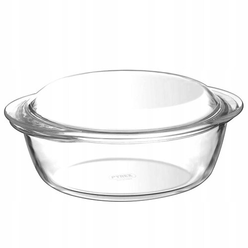 Pyrex Üveg sütőtál fedővel, kerek, 3 l