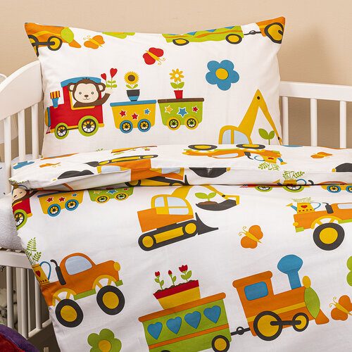 Lenjerie de pat pentru copii Mașinuțe, din bumbac ,90 x 140 cm, 45 x 65 cm