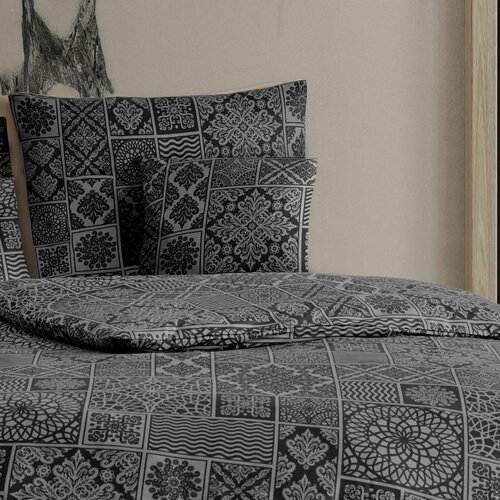 Lenjerie de pat din bumbac Kvalitex Tokyo negru, 140 x 220 cm, 70 x 90 cm