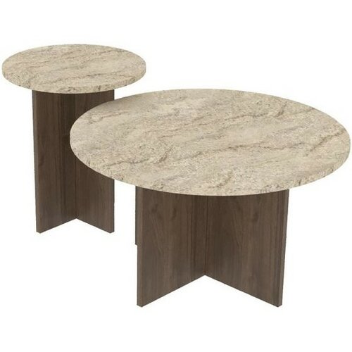 Konferenční stolek Asha Double - Travertine, ořech