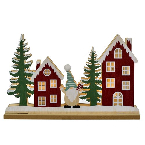 Świąteczna dekoracja świetlna Domki, 28 x 17,5 x 5 cm, LED