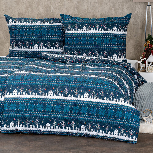Lenjerie de pat 4Home Winter village, din bumbac, 140 x 220 cm, 70 x 90 cm