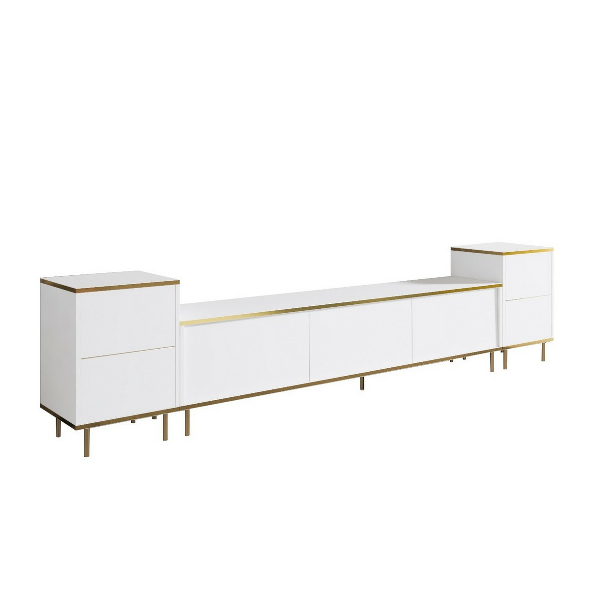 Televízny stolík so skrinkami Imej White and Gold