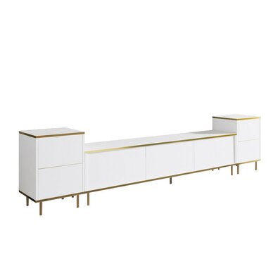 Televízny stolík so skrinkami Imej White and Gold