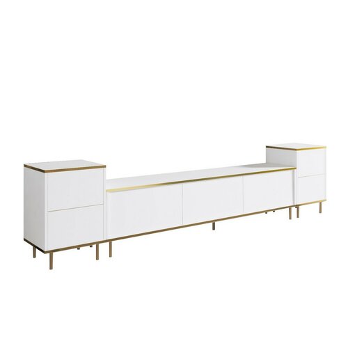 TV-Lowboard mit Schränken Imej White and Gold
