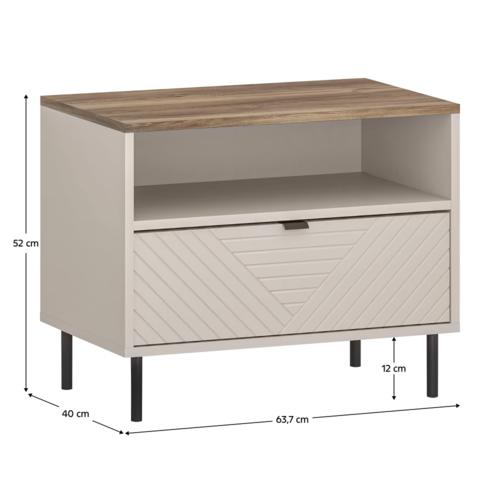 Noční stolek EYCO 1S, kašmír/dub castello