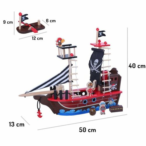 Ecotoys Pirátská loď s figurkami, 50 x 40 x 12 cm