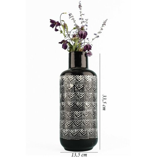 Vaza din ceramica YL711 Zuba , alb-negru