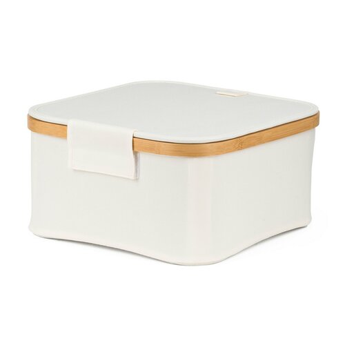 Úložný box G21 30 x 30 x 15 cm, bambusový s víkem, béžový