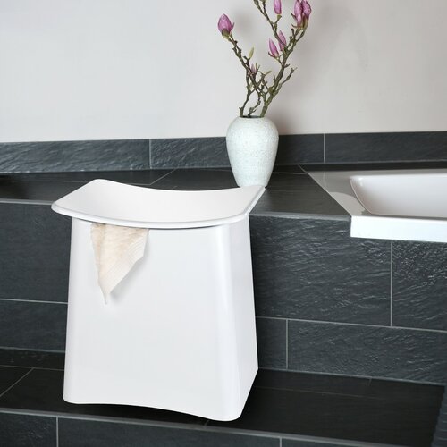 Wenko Badhocker mit Stauraum Wing, weiß, 45 × 33 × 48 cm