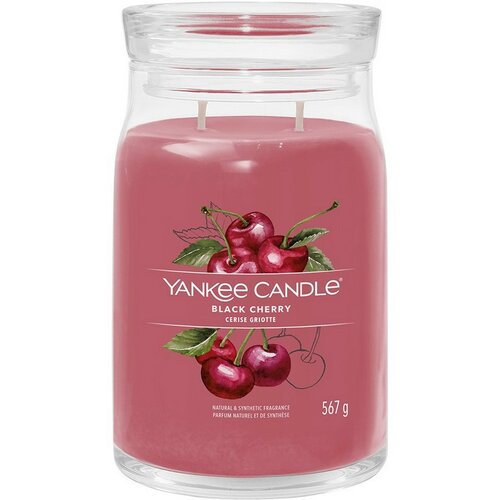 Lumânare parfumată Yankee Candle Signatureîn borcan, mare, Black Cherry, 567 g