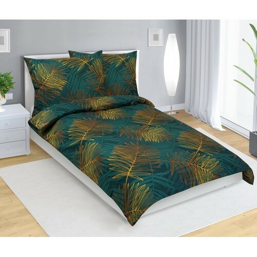 Bellatex Bombažno posteljnino Kapradí zelena, 140x 200 cm, 70 x 90 cm