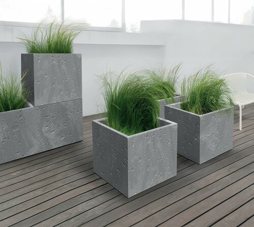 Ghiveci SIERRA SQUARE BETON EFFECT 28,8 cm , gri