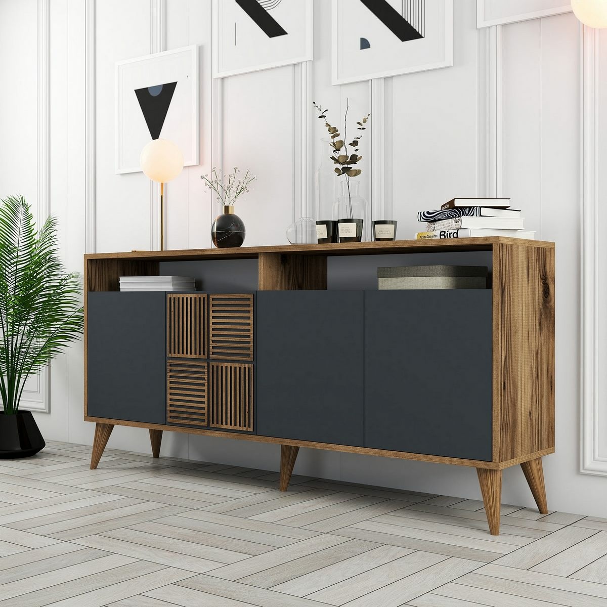 Skrinka Milan Walnut and Anthracite