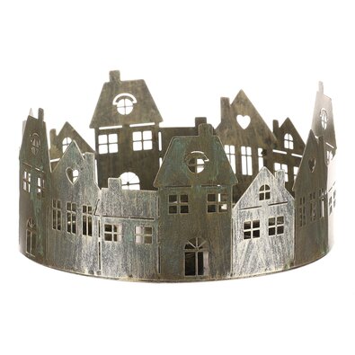 Świąteczny świecznik Domki, miedź, metal, średnica 20 cm