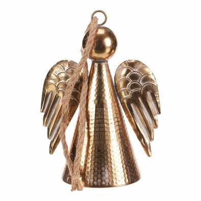 Decorație metalică suspendată de Crăciun Îngerclopoțel 24 cm, auriu
