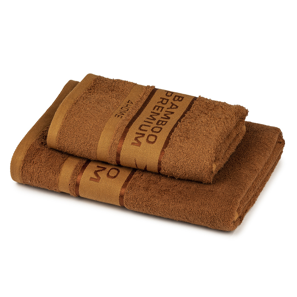 Fotografie 4Home Sada Bamboo Premium osuška a ručník hnědá, 70 x 140 cm, 50 x 100 cm
